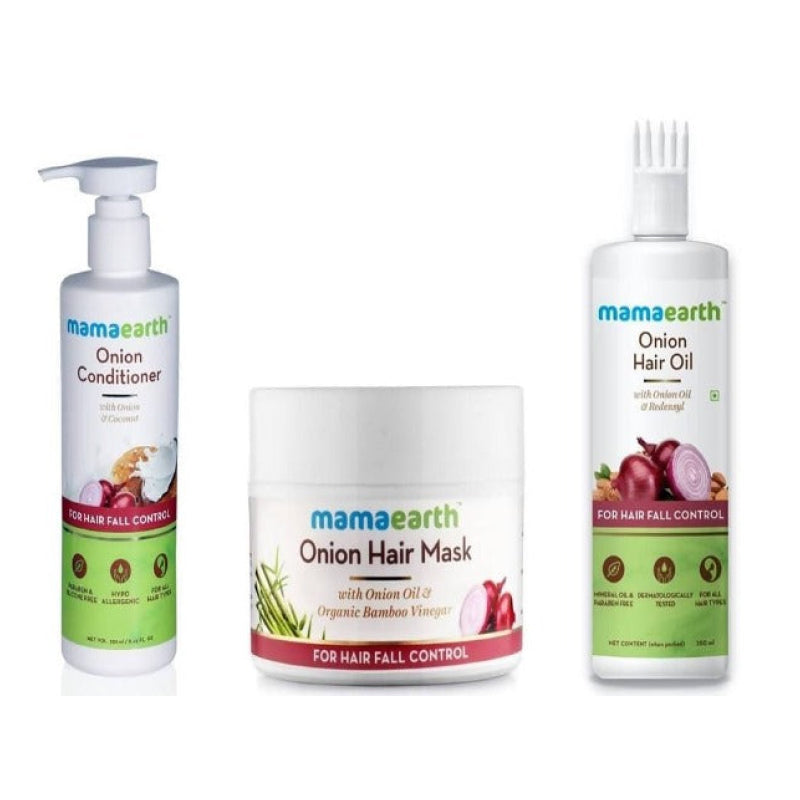 Mamaearth Onion Conditioner + Hair Mask + Hair Oil For Hair Fall Control