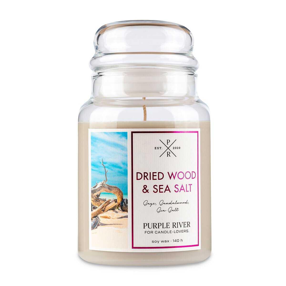 Purple River Dried Wood & Sea Salt Scented Candle