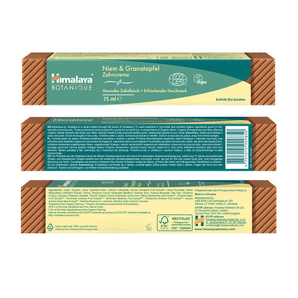 Himalaya Botanique Neem & Pomegranate Toothpaste 75 ml