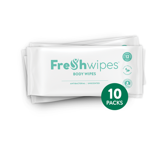 Unscented: 10 x Packs FreshWipes Body Wipes