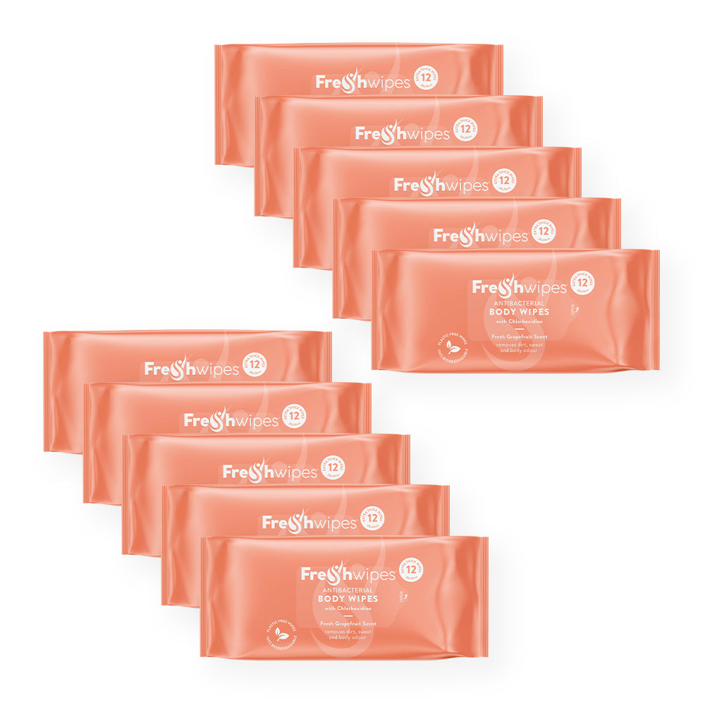 Grapefruit Scented Antibacterial/Biodegradable FreshWipes Body Wipes