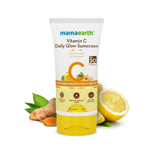 Mamaearth Sunscreen Daily Glow SPF 50 PA+++ with Vitamin C & Turmeric - 50 g