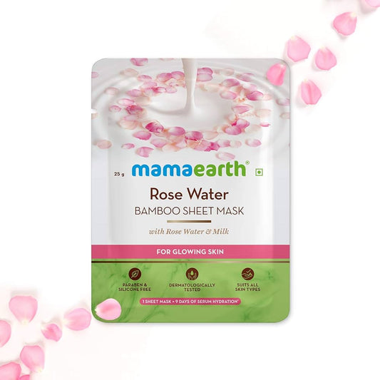 Mamaearth Rose Water Bamboo Sheet Mask with Milk for Glowing Skin (25g)