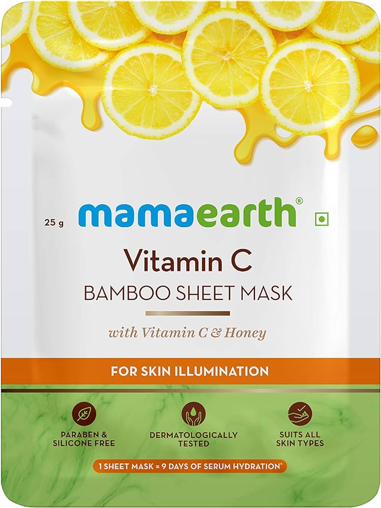 Mamaearth Vitamin C Bamboo Sheet Mask with Honey for Skin Illumination - (25g)