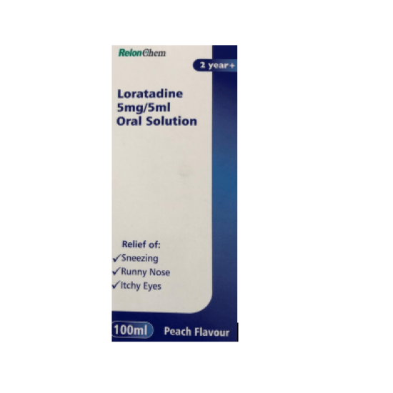 Loratadine 5mg/5ml Oral Solution 100ml Peach Flavour (brand may vary)