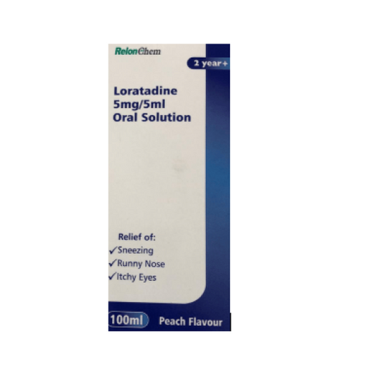 Loratadine 5mg/5ml Oral Solution 100ml Peach Flavour (brand may vary)