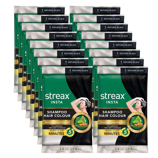 Streax Insta Shampoo Hair Colour Natural Black