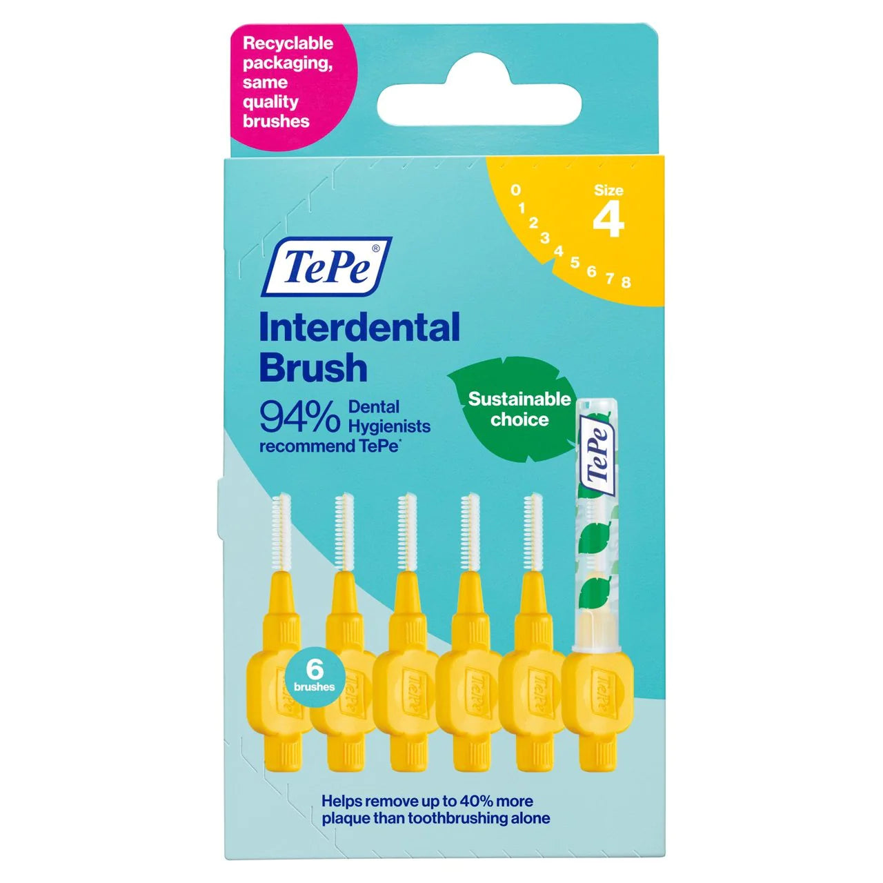 Tepe Interdental Brush 0.7mm Size 4 Yellow Brushes