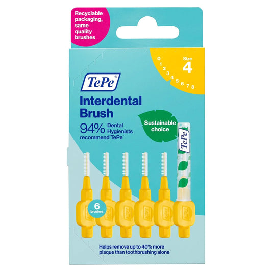 Tepe Interdental Brush 0.7mm Size 4 Yellow Brushes