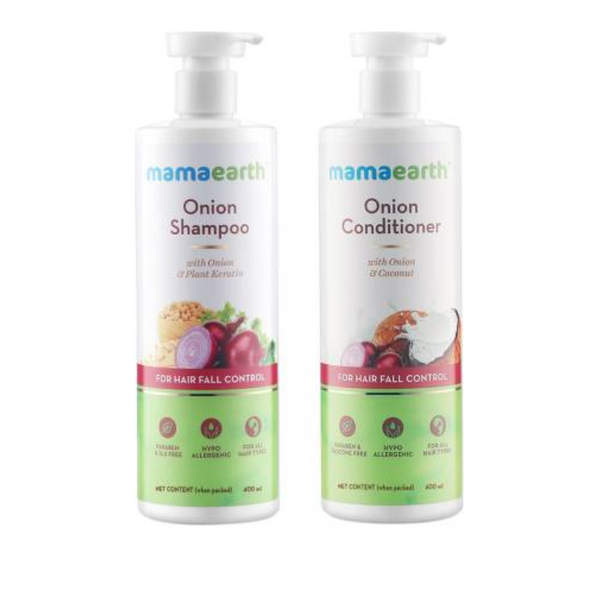 Mamaearth Onion Shampoo & Onion Conditioner For Hair Fall Control