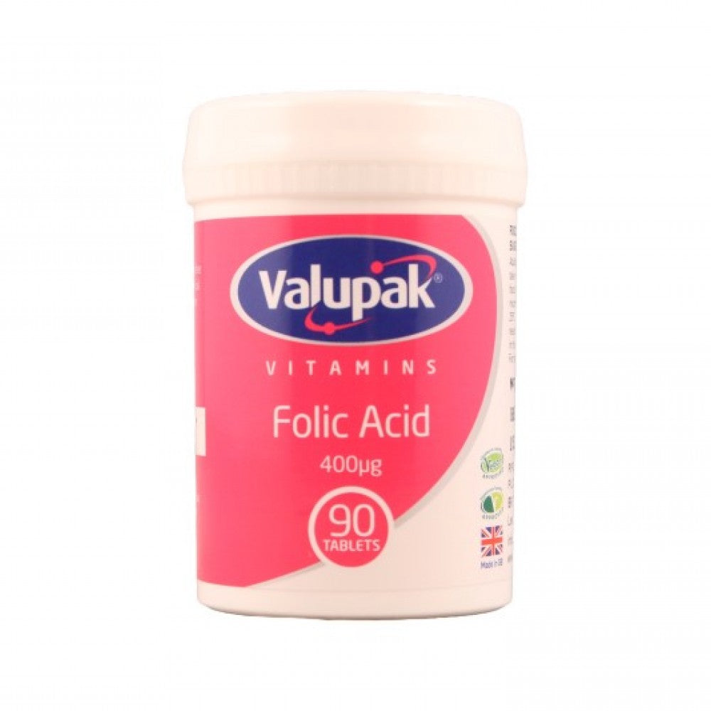 Valupak Vitamins Folic Acid 400UG Tablets 90's