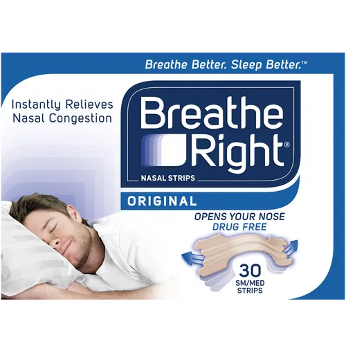 Breathe Right Original Snoring Congestion Relief Nasal Small/Medium 30 Strips