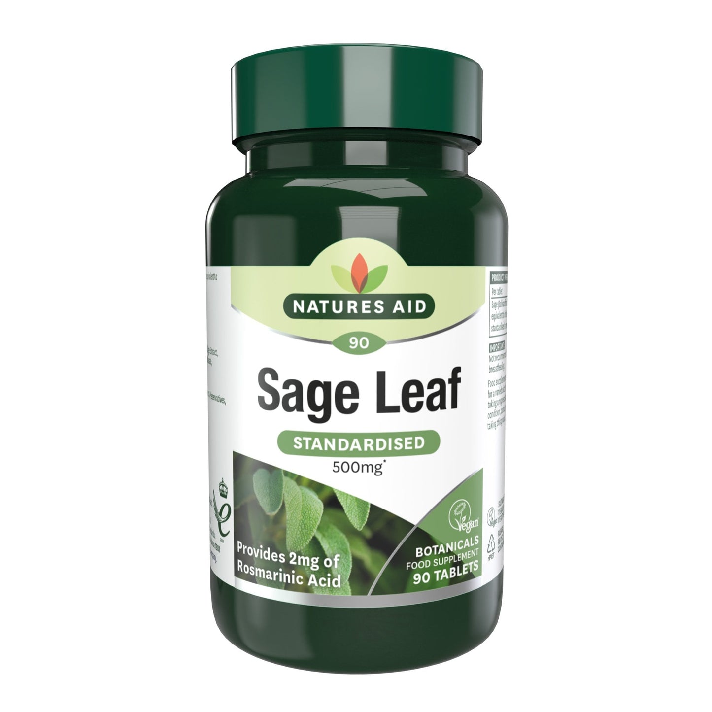 Natures Aid Sage Leaf Standardised 500mg 90 tablets