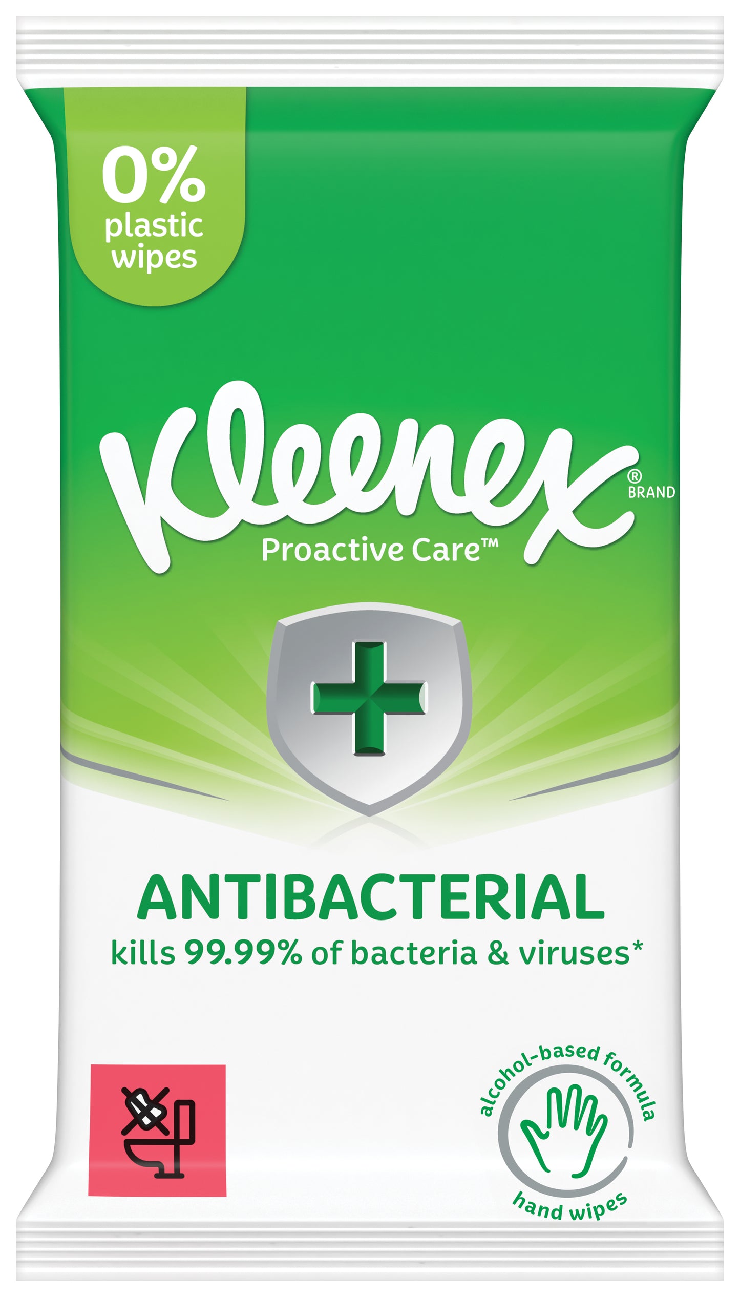 Kleenex Plastic Free Antibacterial Wipes - Pack of 12 wipes