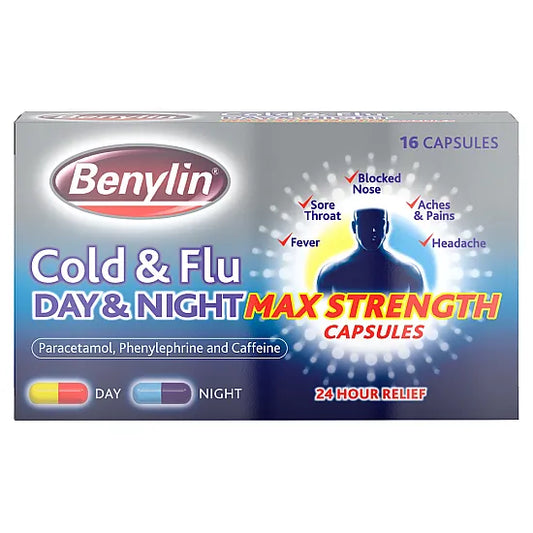 Benylin Cold & Flu Day & Night Max Strength – 16 Capsules