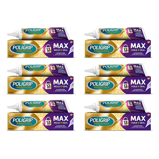 Poligrip Max Seal Denture Fixative - 40g - Pack of 6