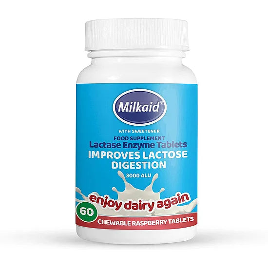 Milkaid Lactase Enzyme Chewable Tablets for Lactose Intolerance Relief