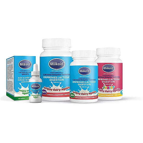 Milkaid Lactase Enzyme Chewable Tablets for Lactose Intolerance Relief