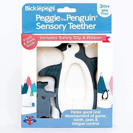 Bickiepegs Peggie The Penguin Clip-On Sensory Teething Toy