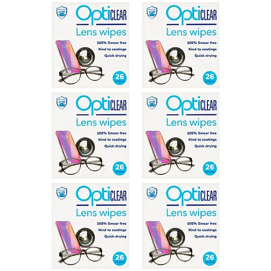 Opticlear Lens Wipes - Pack of 6, Total 156 Wipes