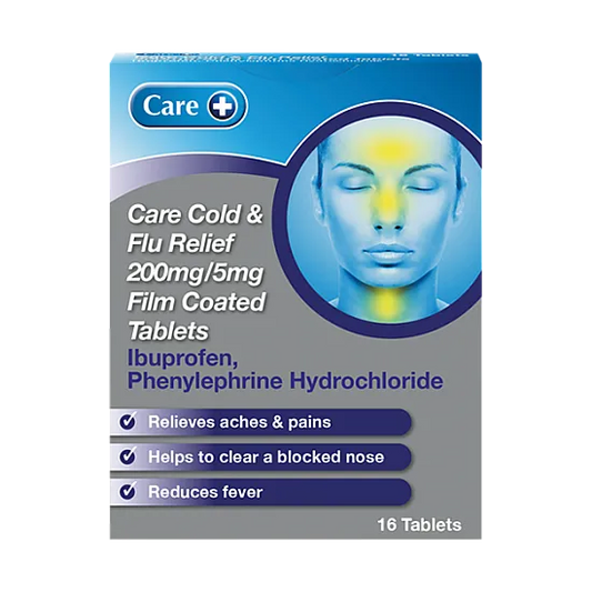 Care Cold & Flu Relief 200mg/5mg Film Coated 16 Tablets